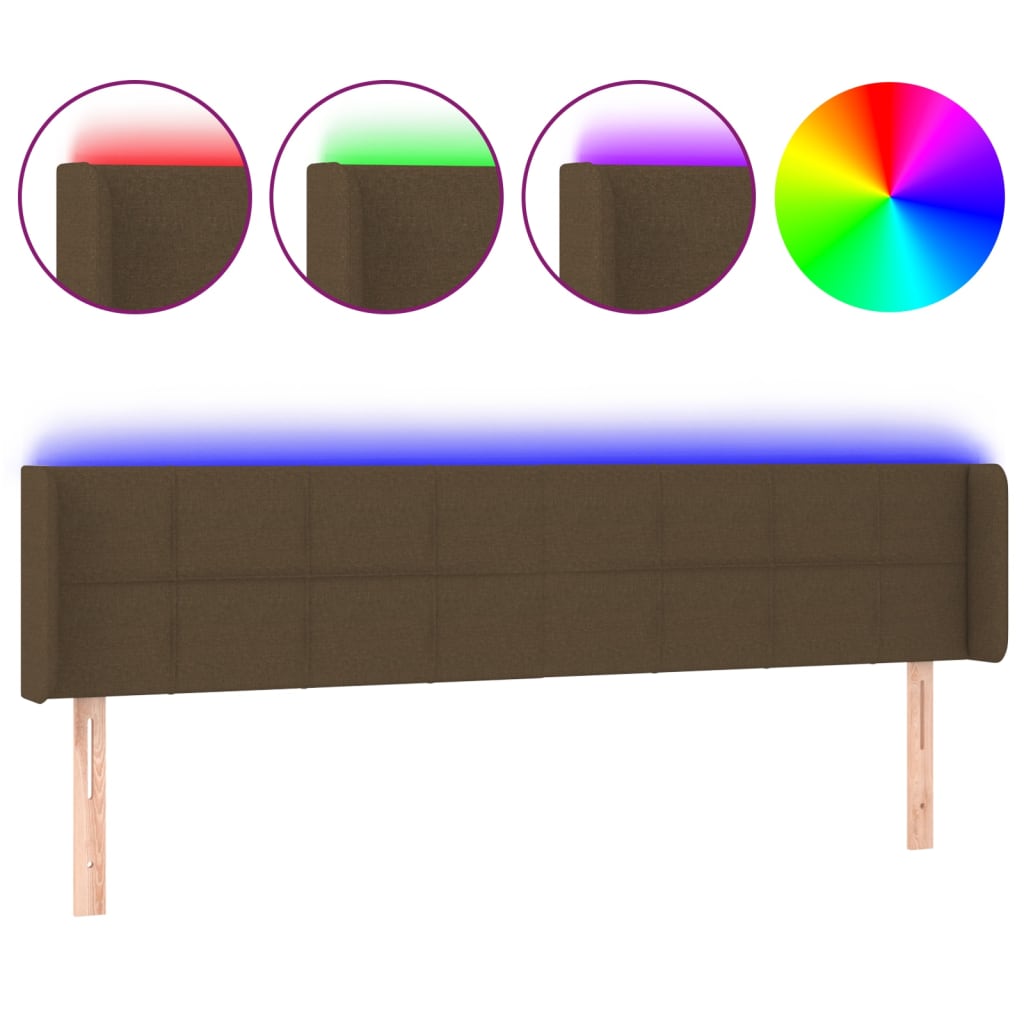 LED Uzglavlje tamnosmeđe 163x16x78/88 cm od tkanine