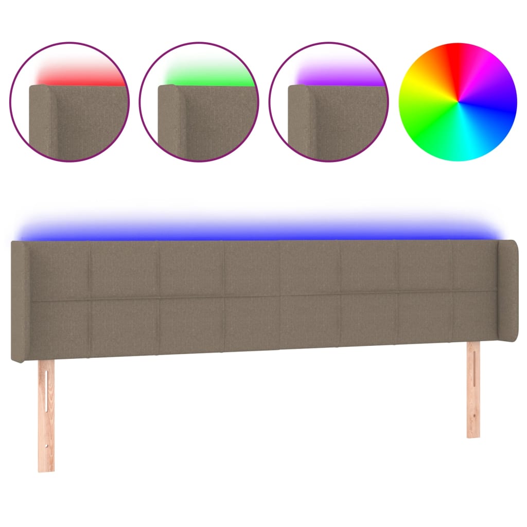 LED uzglavlje smeđesivo 163x16x78/88 cm od tkanine