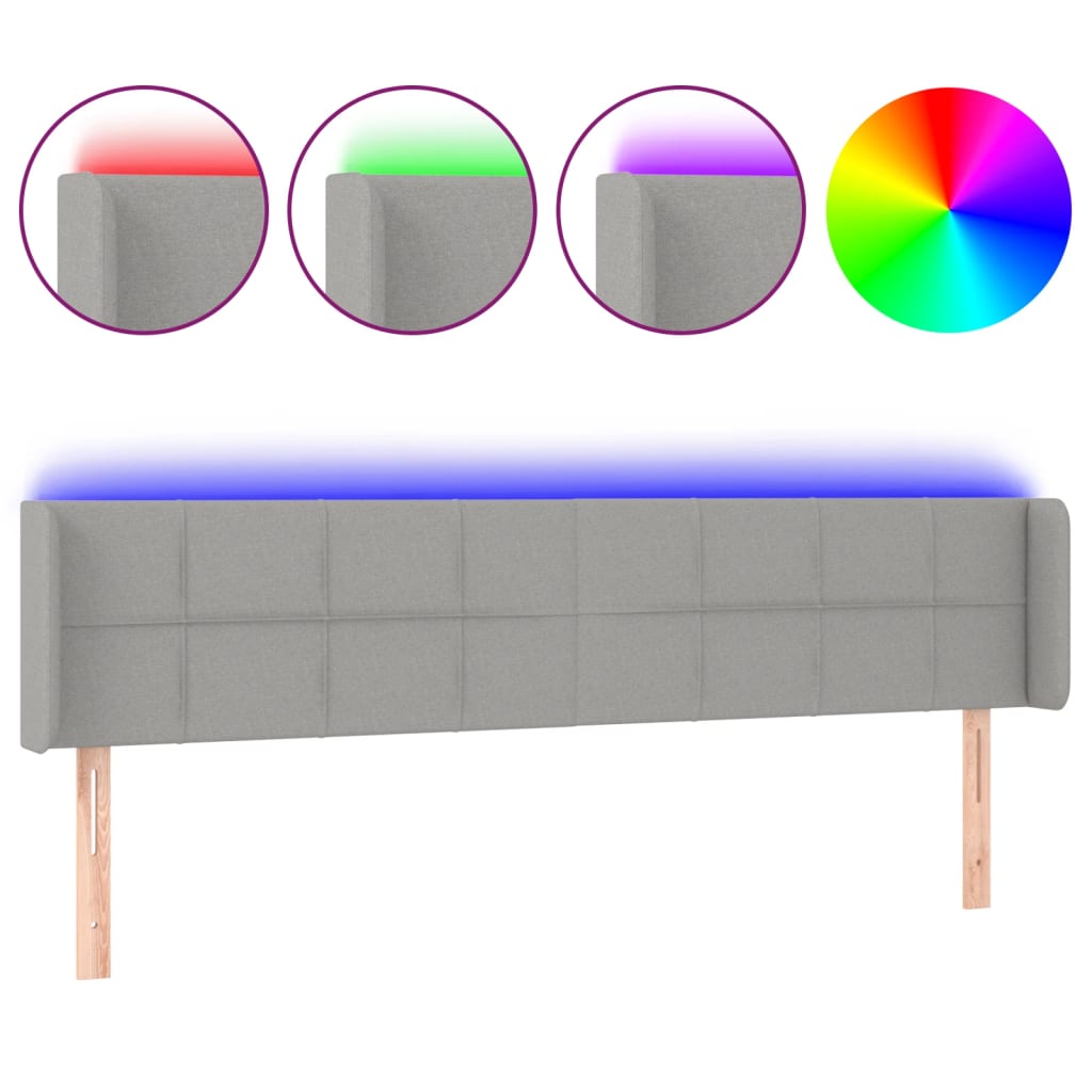 LED uzglavlje svjetlosivo 183x16x78/88 cm od tkanine