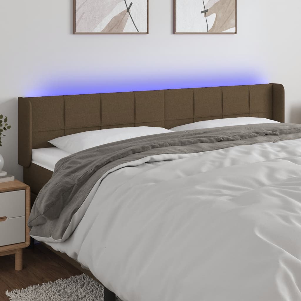 LED uzglavlje tamnosmeđe 183x16x78/88 cm od tkanine