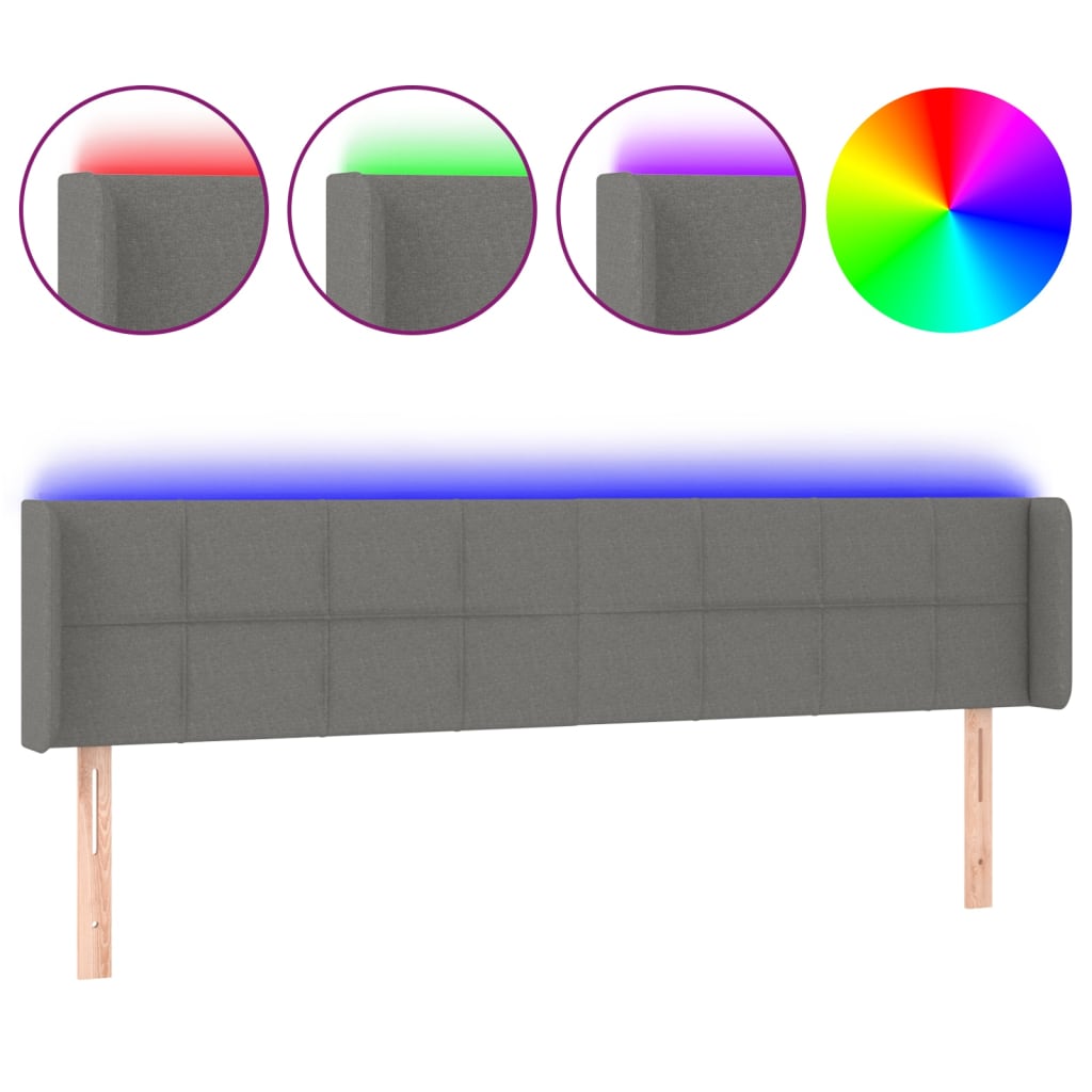 LED uzglavlje tamnosivo 203x16x78/88 cm od tkanine