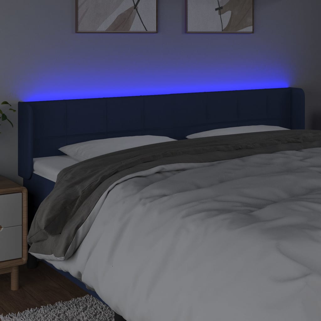 LED uzglavlje plavo 203x16x78/88 cm od tkanine