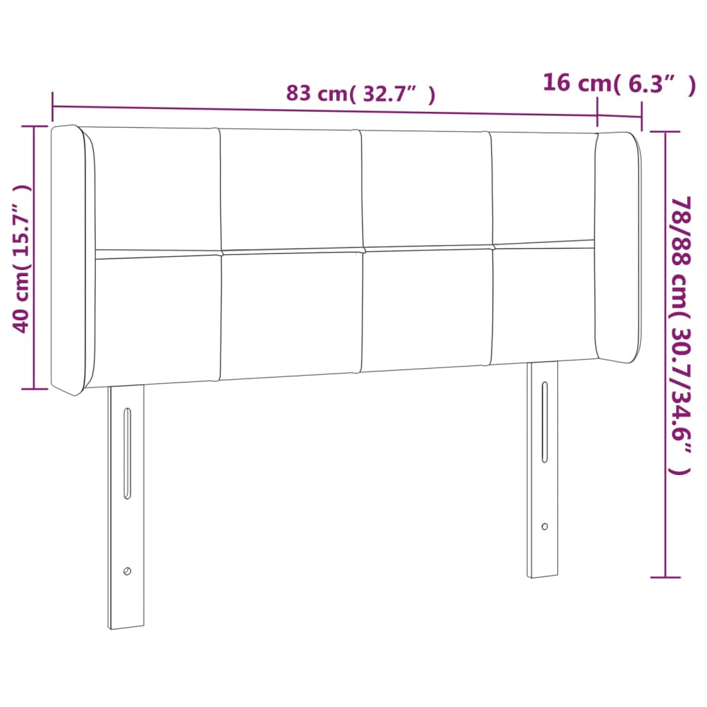 LED uzglavlje crno 83x16x78/88 cm baršunasto