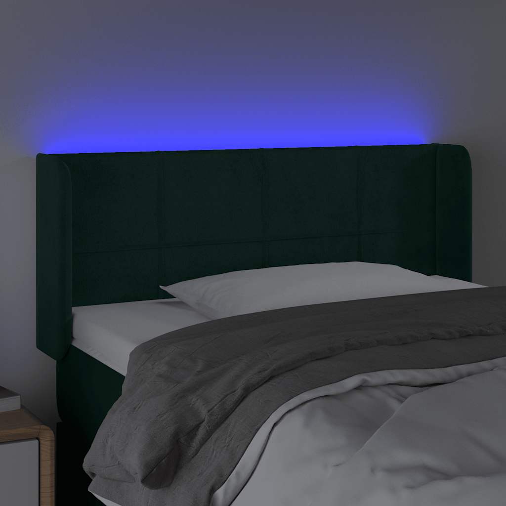 LED uzglavlje tamnozeleno 93x16x78/88 cm baršunasto