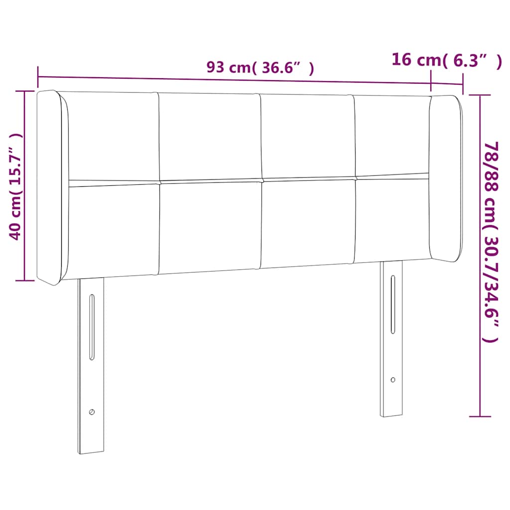 LED uzglavlje tamnoplavo 93x16x78/88 cm baršunasto