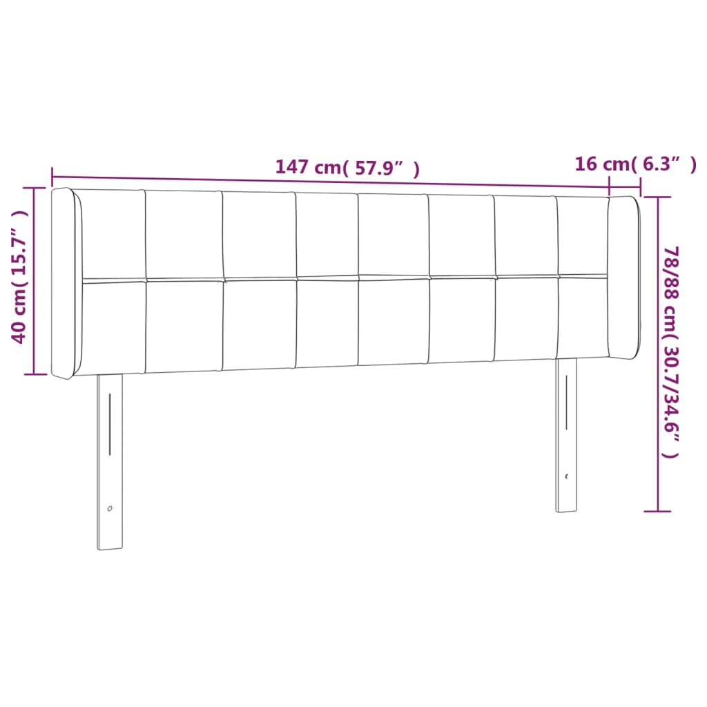 LED uzglavlje tamnosivo 147x16x78/88 cm baršunasto
