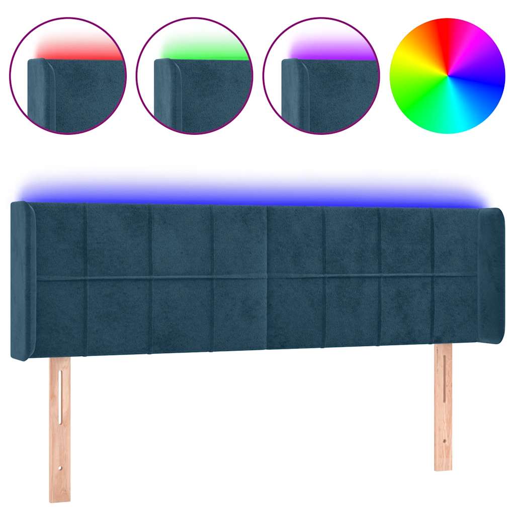 LED uzglavlje tamnoplavo 147x16x78/88 cm baršunasto
