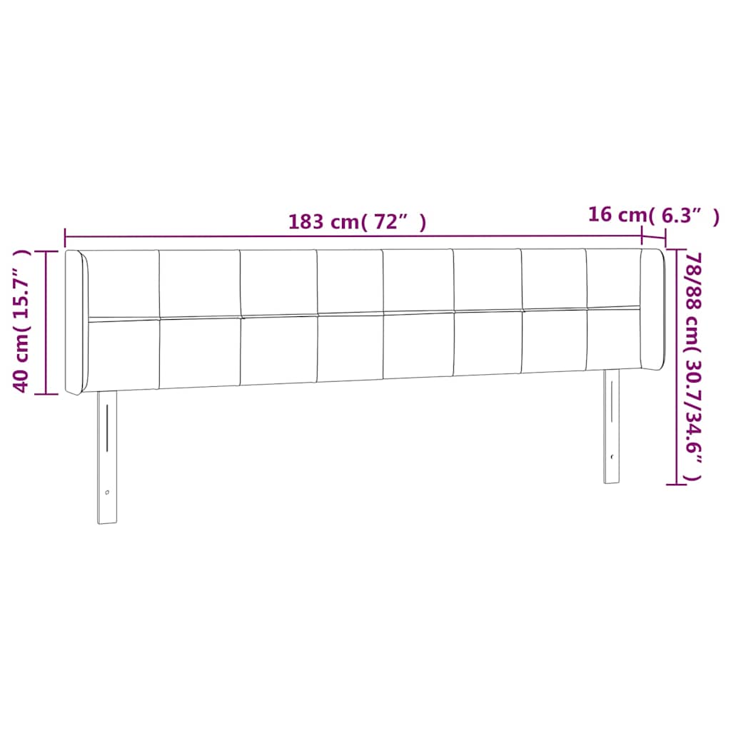 LED uzglavlje tamnoplavo 183x16x78/88 cm baršunasto