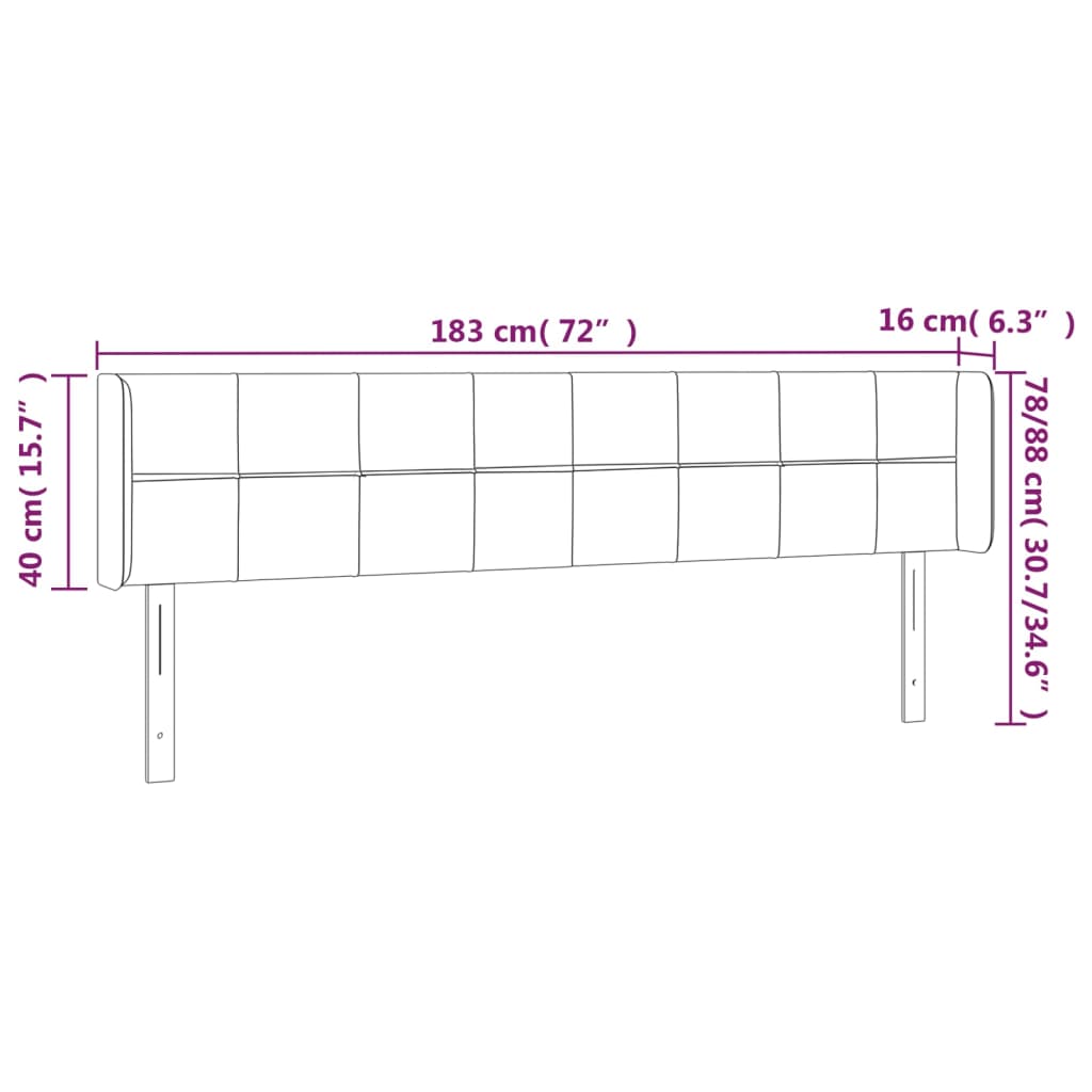 LED uzglavlje ružičasto 183x16x78/88 cm baršunasto