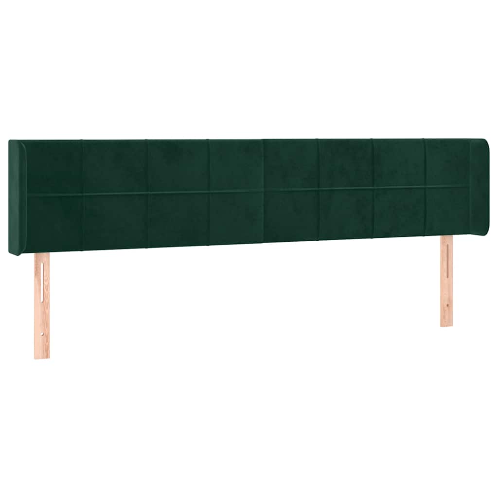 LED uzglavlje tamnozeleno 203x16x78/88 cm baršunasto