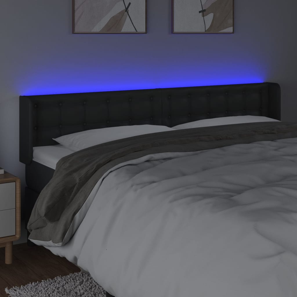 LED uzglavlje crno 163x16x78/88 cm od umjetne kože