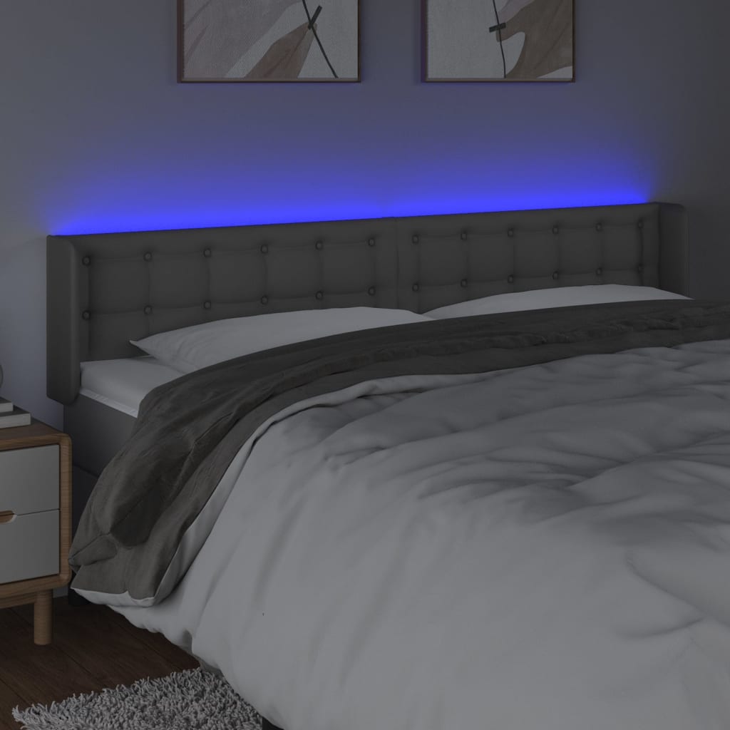 LED uzglavlje sivo 163x16x78/88 cm od umjetne kože