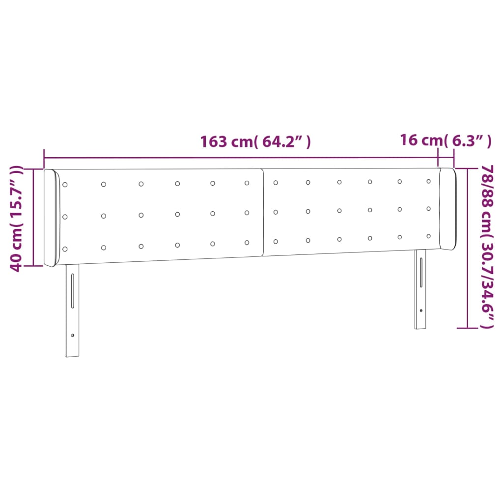 LED uzglavlje sivo 163x16x78/88 cm od umjetne kože