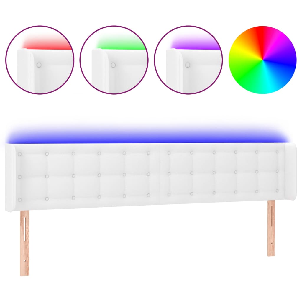 LED uzglavlje bijelo 183x16x78/88 cm od umjetne kože