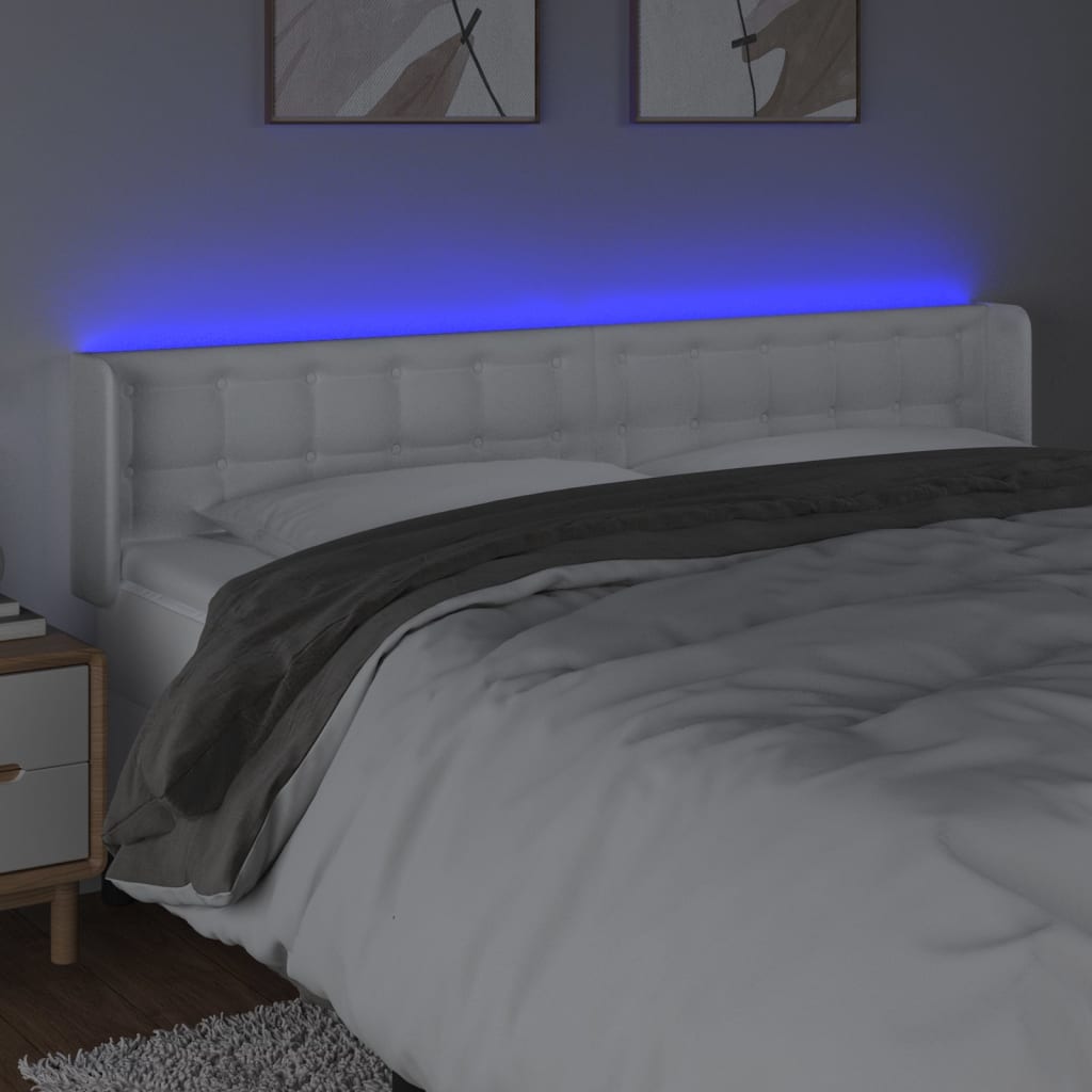 LED uzglavlje bijelo 203x16x78/88 cm od umjetne kože