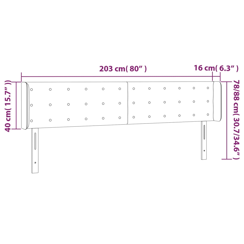 LED uzglavlje bijelo 203x16x78/88 cm od umjetne kože