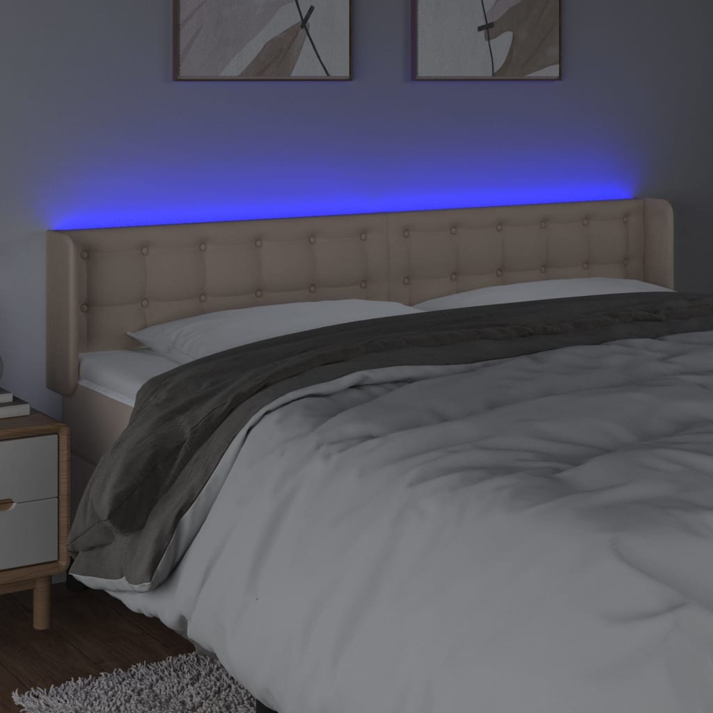 LED uzglavlje boja cappuccina 203x16x78/88 cm od umjetne kože