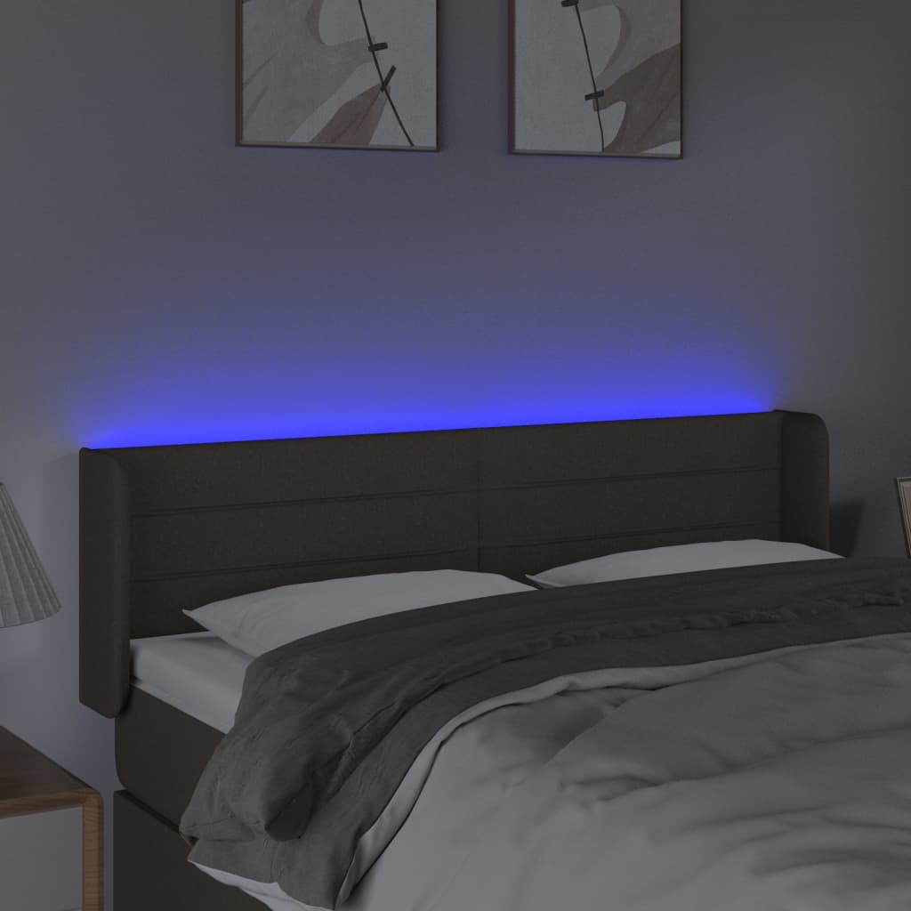 LED uzglavlje smeđesivo 147x16x78/88 cm od tkanine