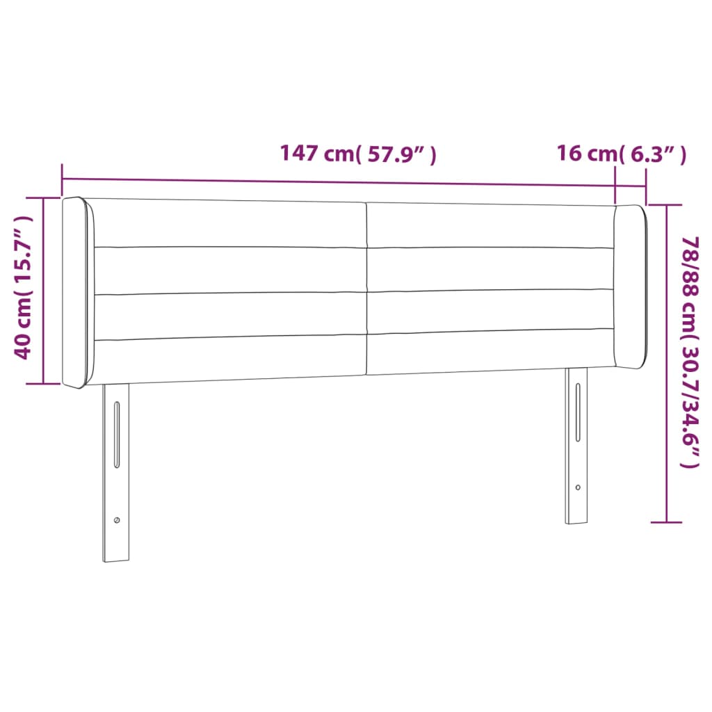 LED uzglavlje smeđesivo 147x16x78/88 cm od tkanine