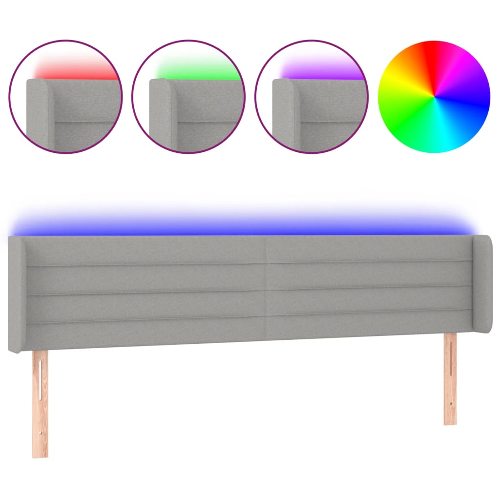 LED uzglavlje svjetlosivo 163x16x78/88 cm od tkanine