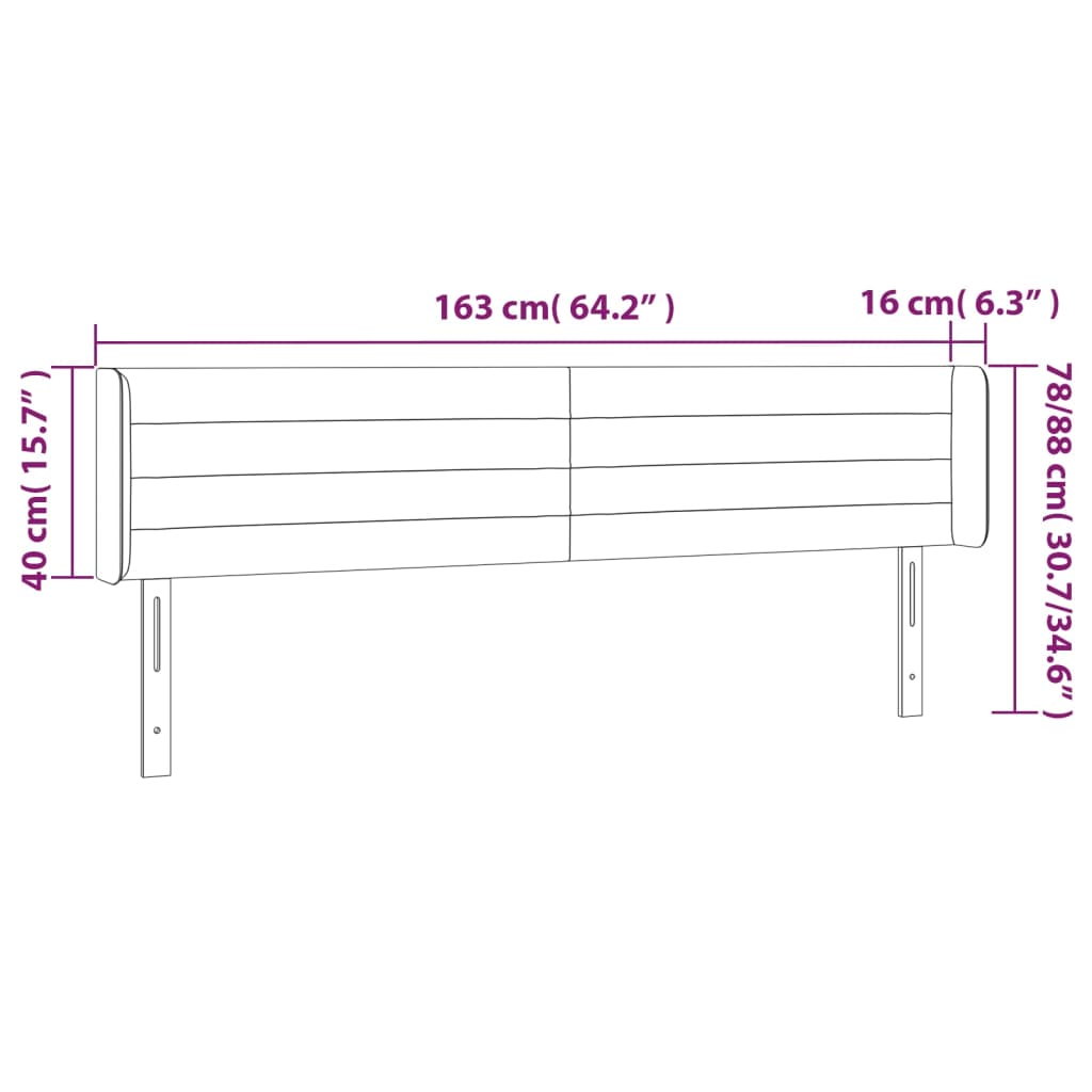LED uzglavlje tamnosivo 163x16x78/88 cm od tkanine