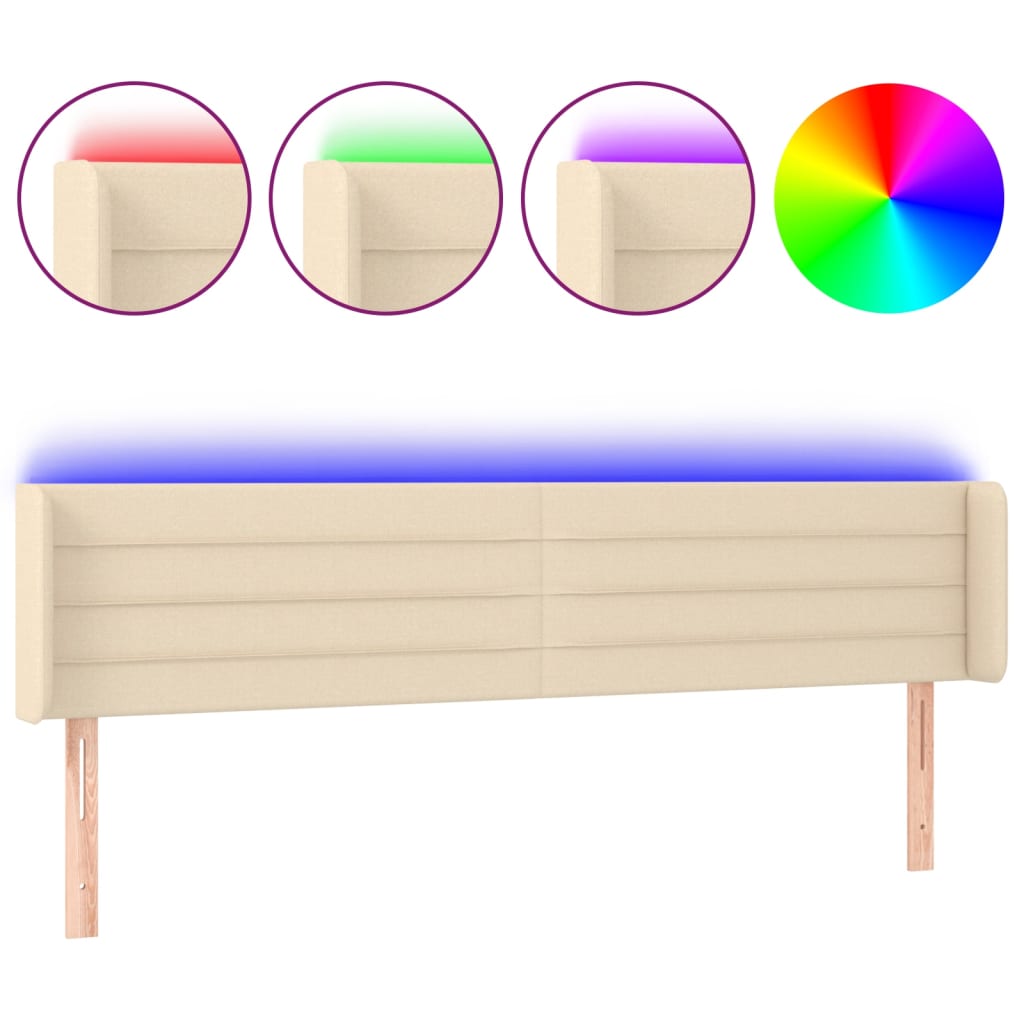 LED uzglavlje krem 163x16x78/88 cm od tkanine