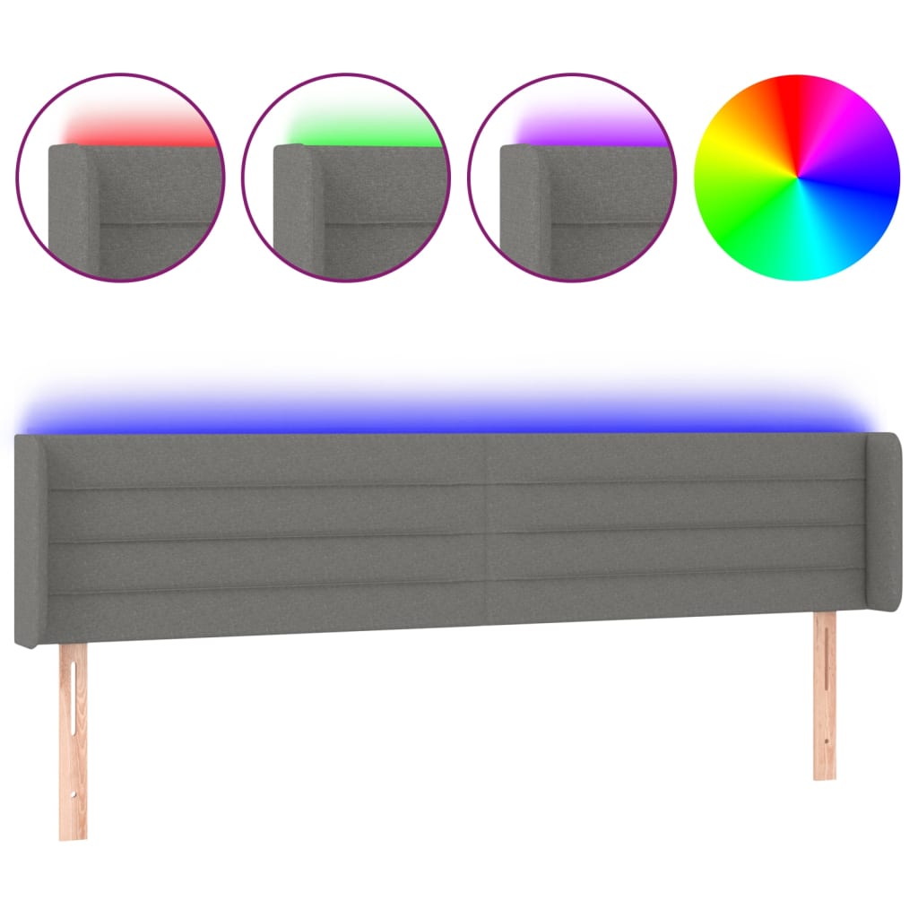 LED uzglavlje tamnosivo 183x16x78/88 cm od tkanine