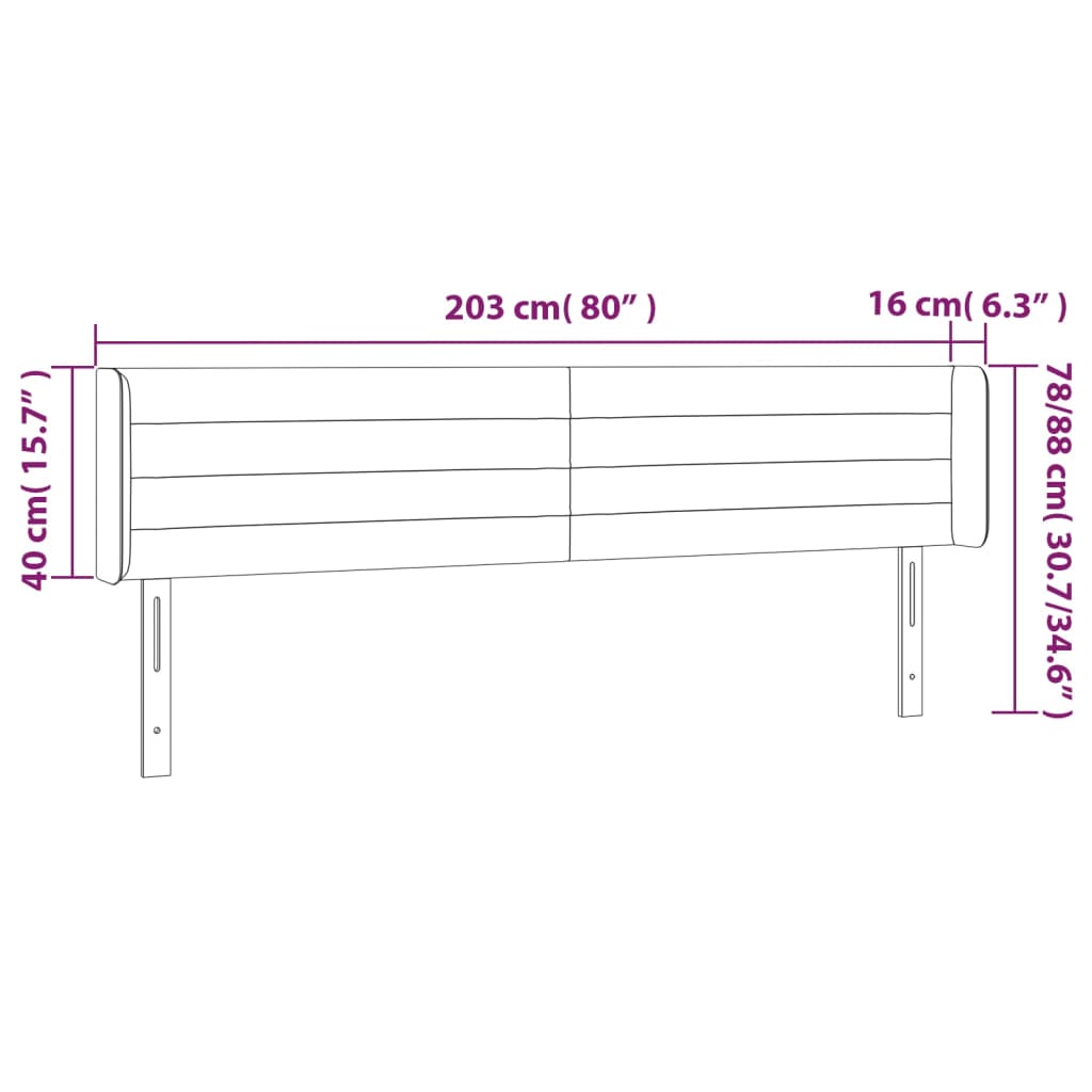 LED uzglavlje tamnosmeđe 203x16x78/88 cm od tkanine