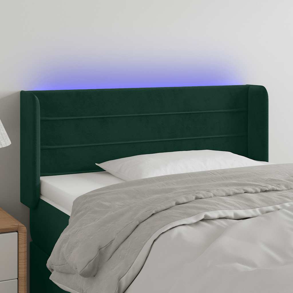 LED uzglavlje tamnozeleno 93x16x78/88 cm baršunasto