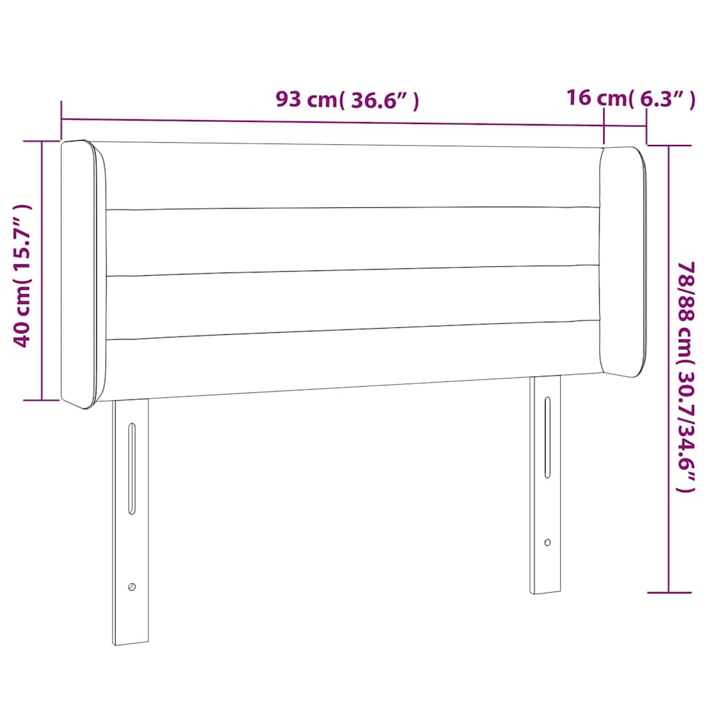 LED uzglavlje tamnoplavo 93x16x78/88 cm baršunasto