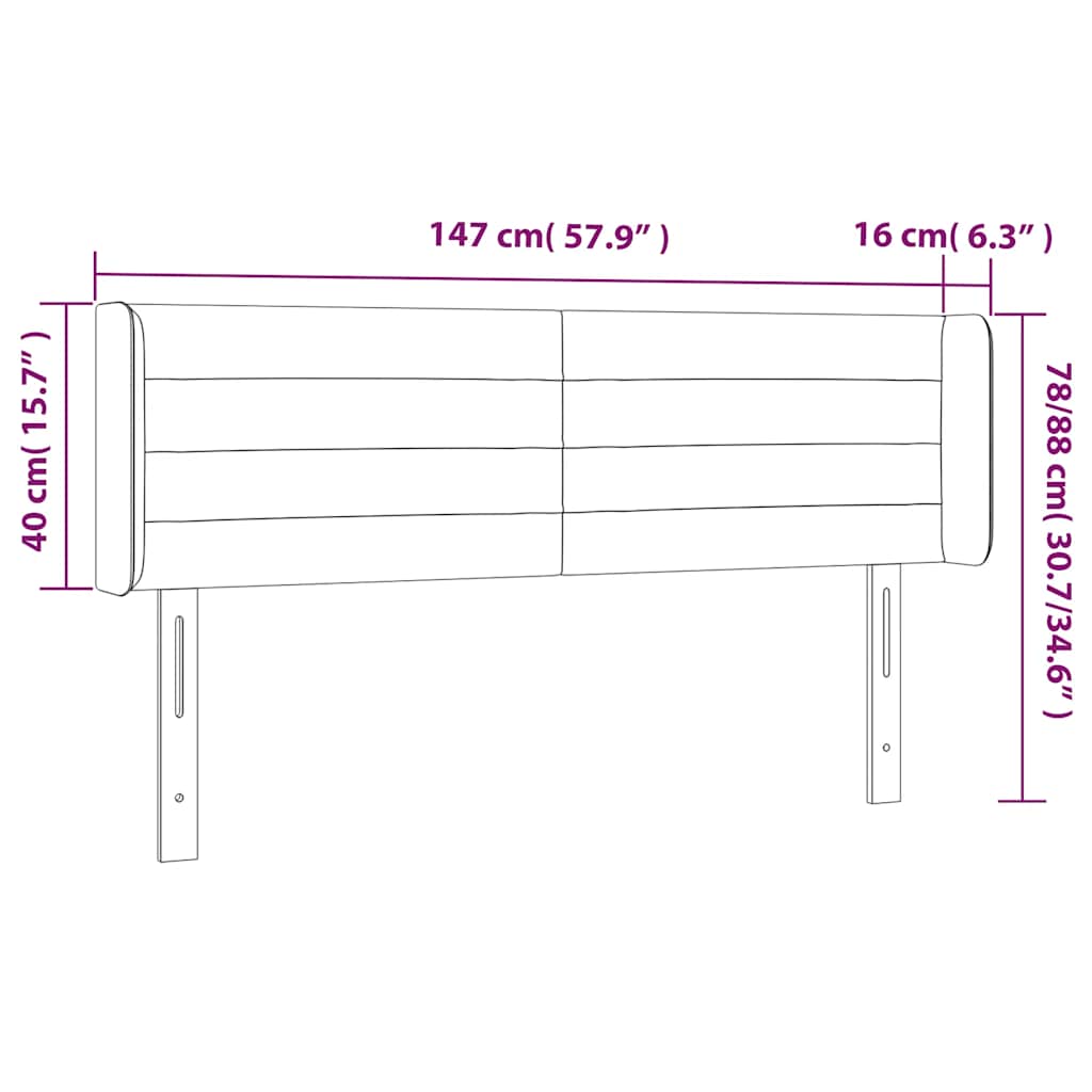 LED uzglavlje tamnoplavo 147x16x78/88 cm baršunasto