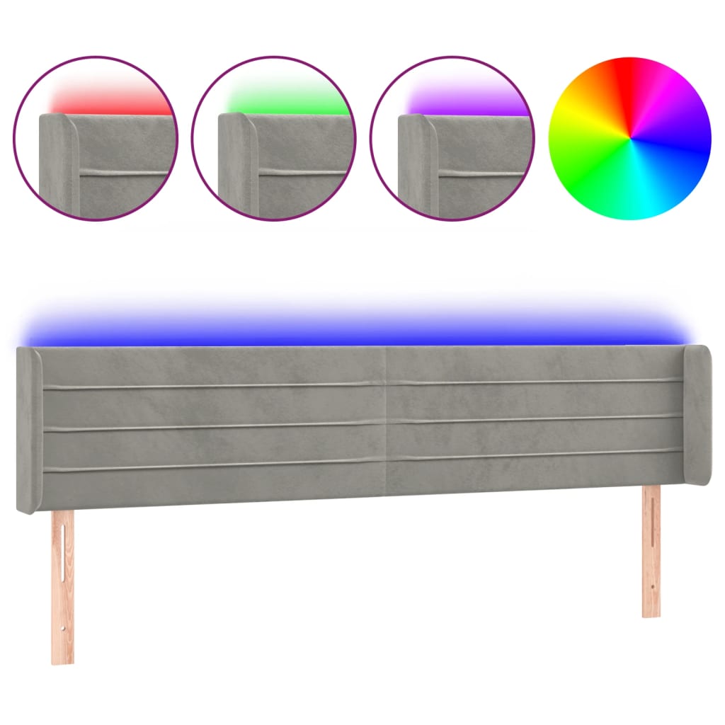 LED uzglavlje svjetlosivo 163x16x78/88 cm baršunasto