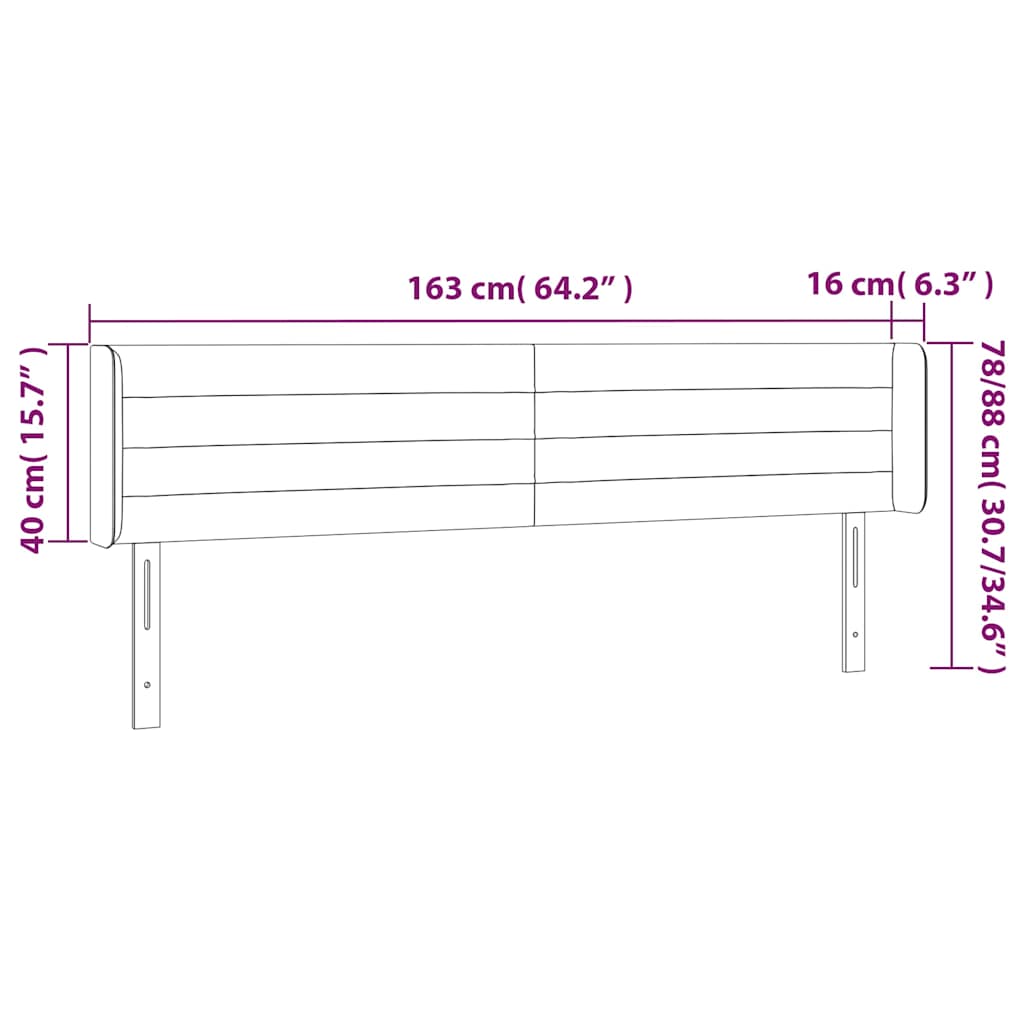 LED uzglavlje tamnozeleno 163x16x78/88 cm baršunasto