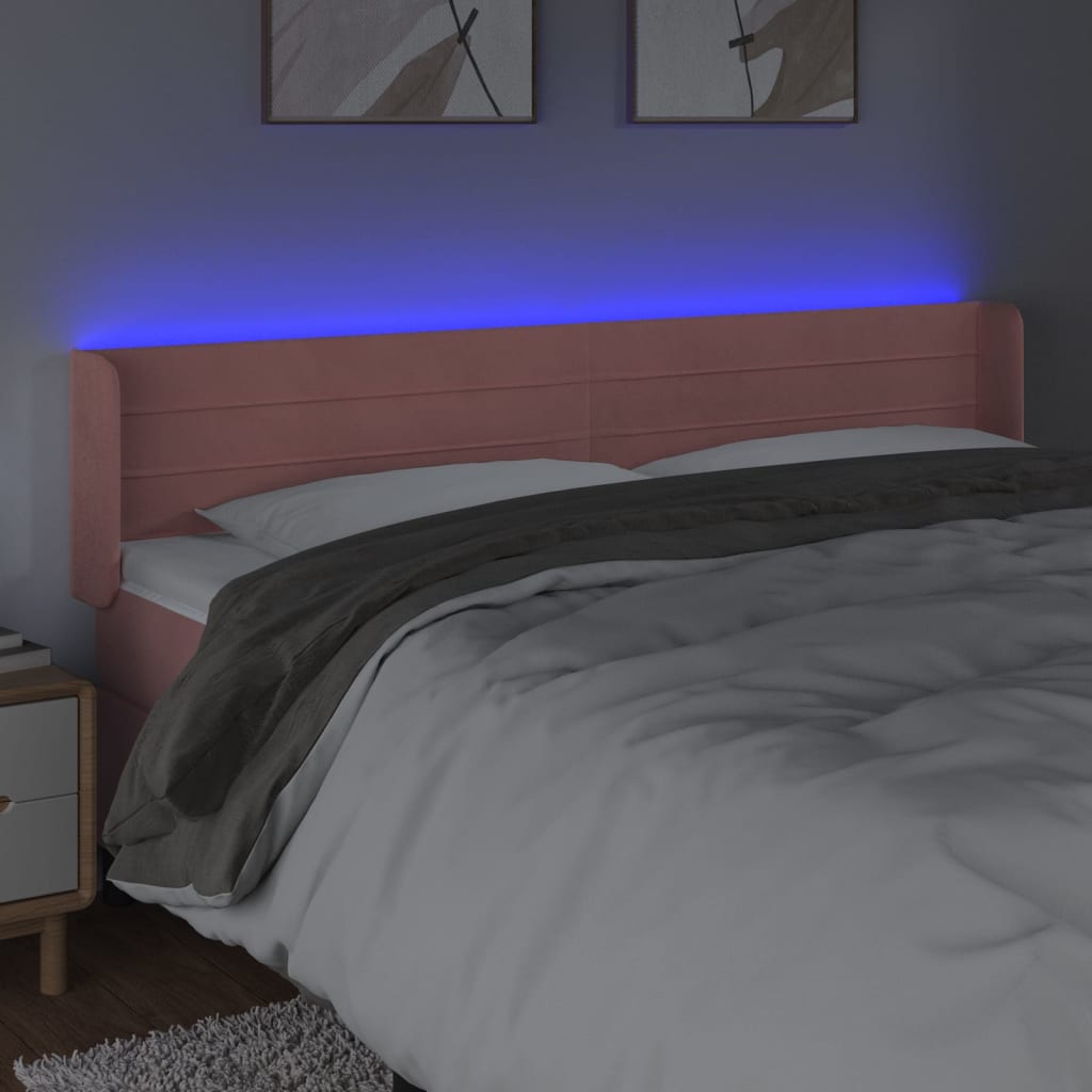 LED uzglavlje ružičasto 163x16x78/88 cm baršunasto