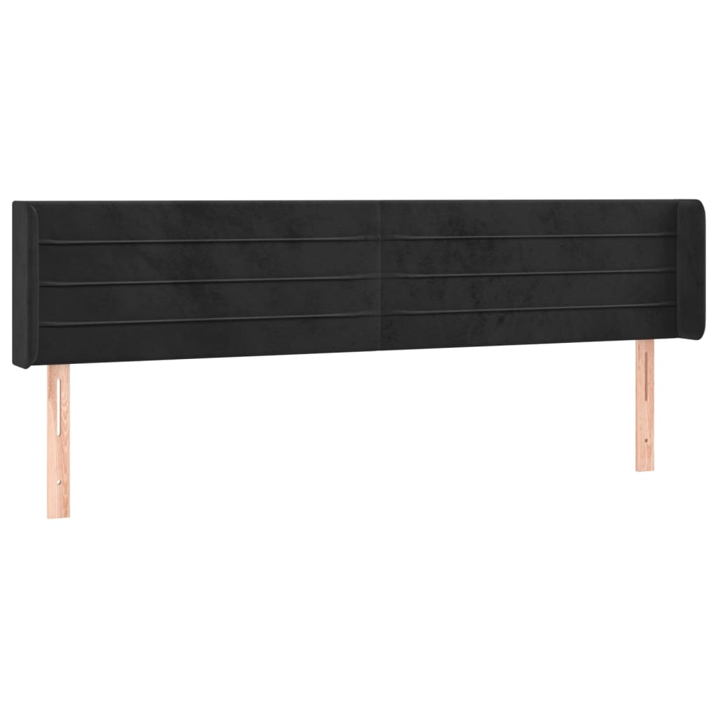 LED uzglavlje crno 183x16x78/88 cm baršunasto