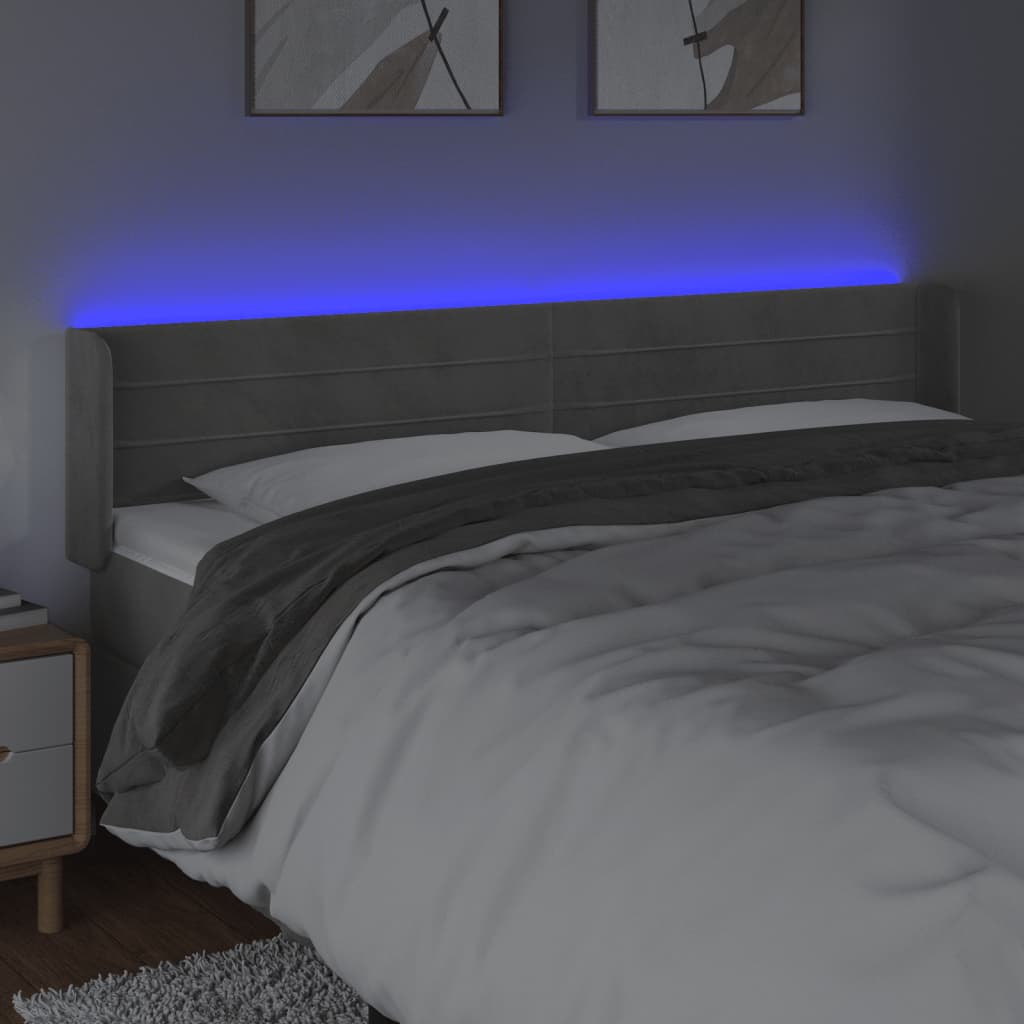 LED uzglavlje svjetlosivo 203x16x78/88 cm baršunasto
