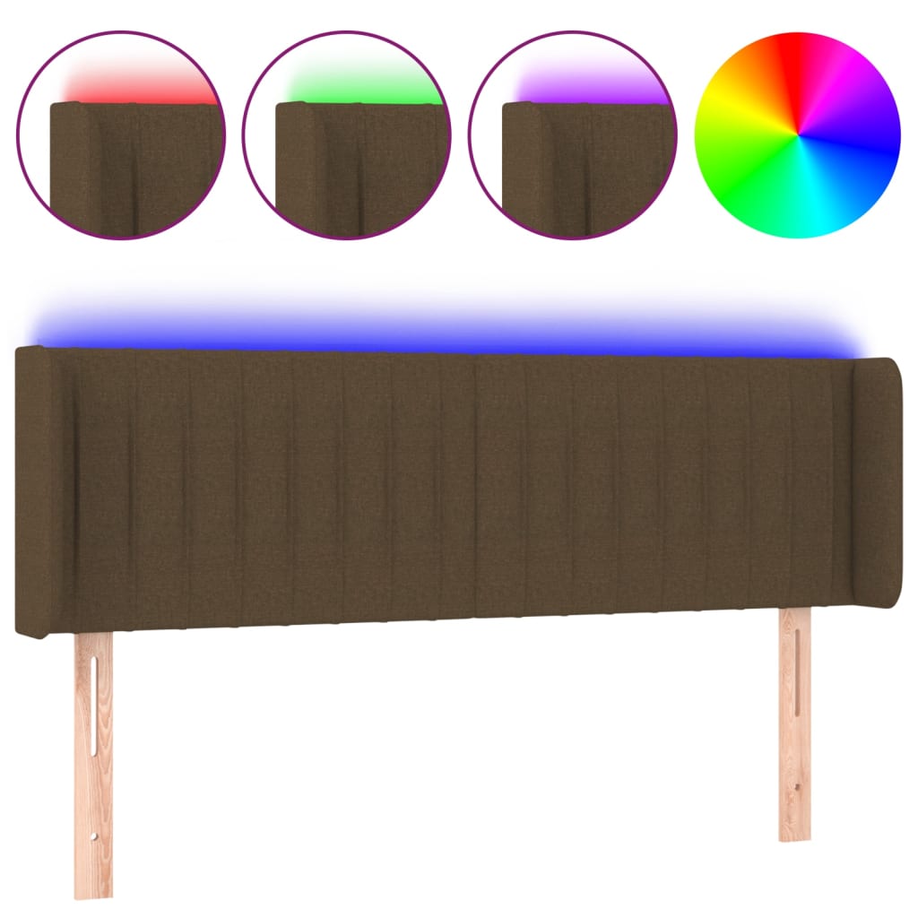 LED uzglavlje tamnosmeđe 147x16x78/88 cm od tkanine