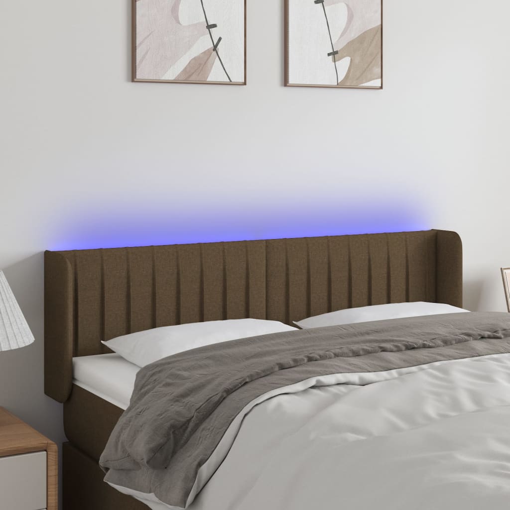 LED uzglavlje tamnosmeđe 147x16x78/88 cm od tkanine