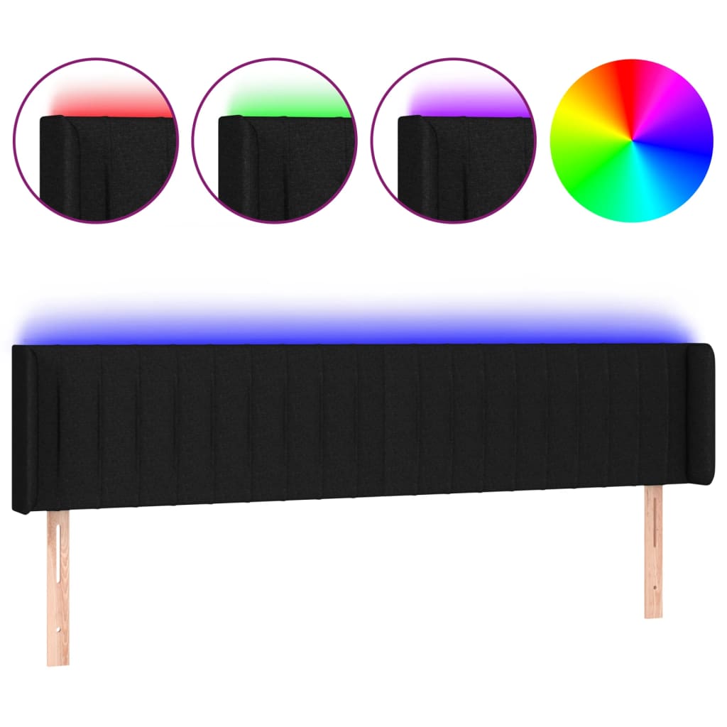 LED uzglavlje crno 183x16x78/88 cm od tkanine