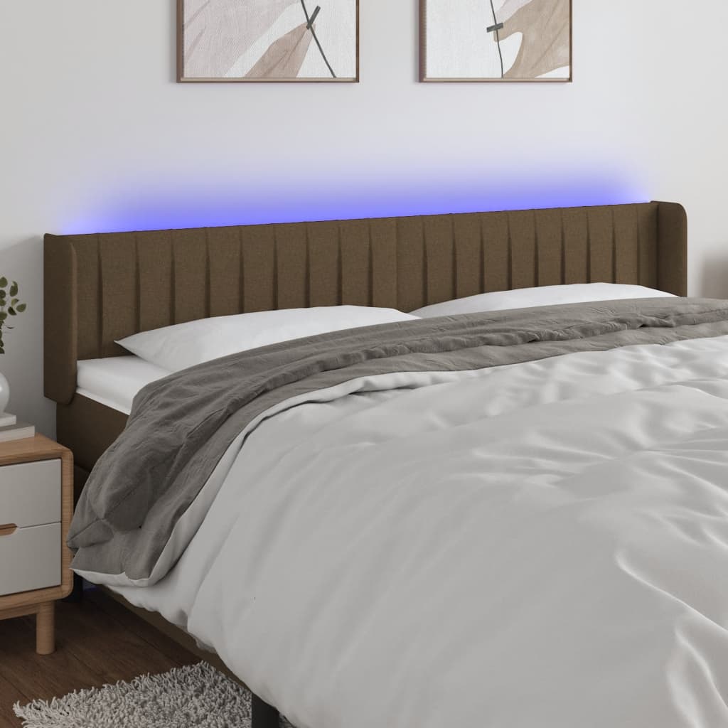 LED uzglavlje tamnosmeđe 203x16x78/88 cm od tkanine