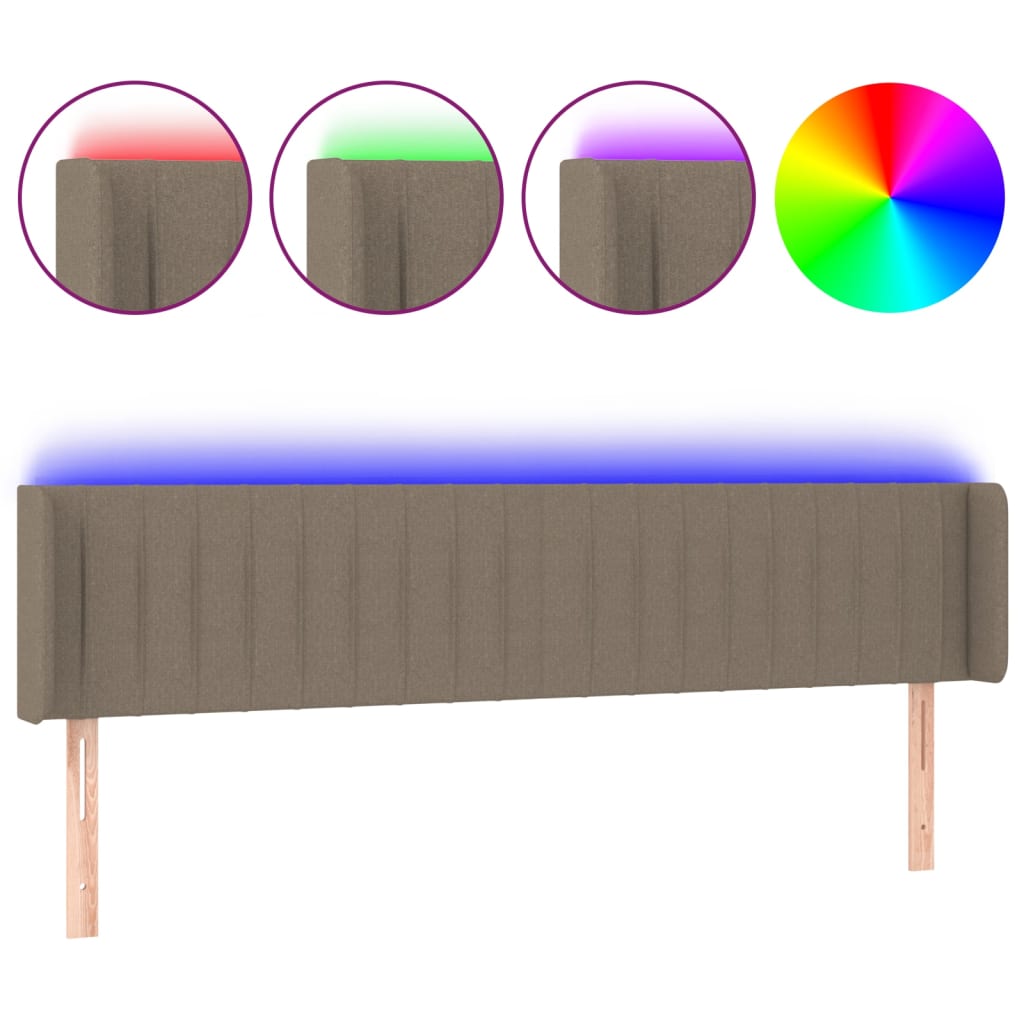 LED uzglavlje smeđesivo 203x16x78/88 cm od tkanine