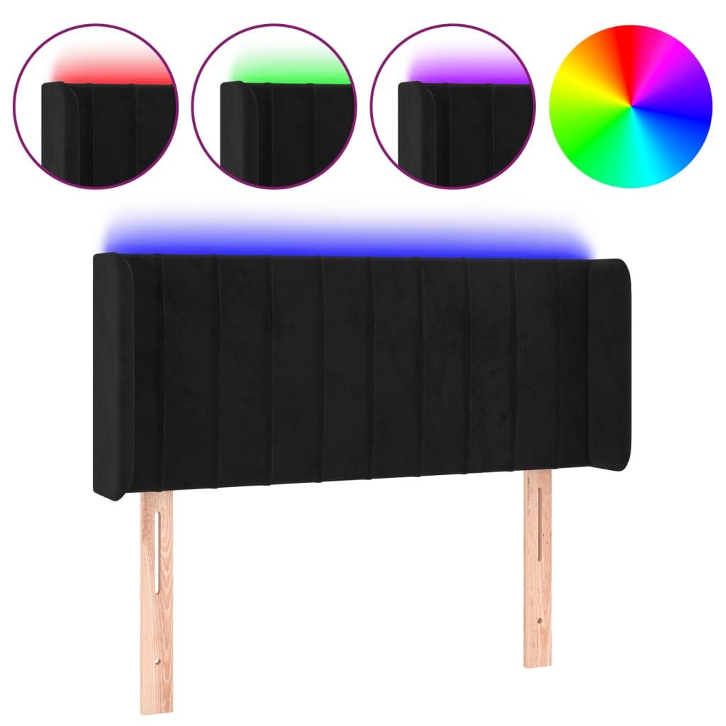 LED uzglavlje crno 83x16x78/88 cm baršunasto