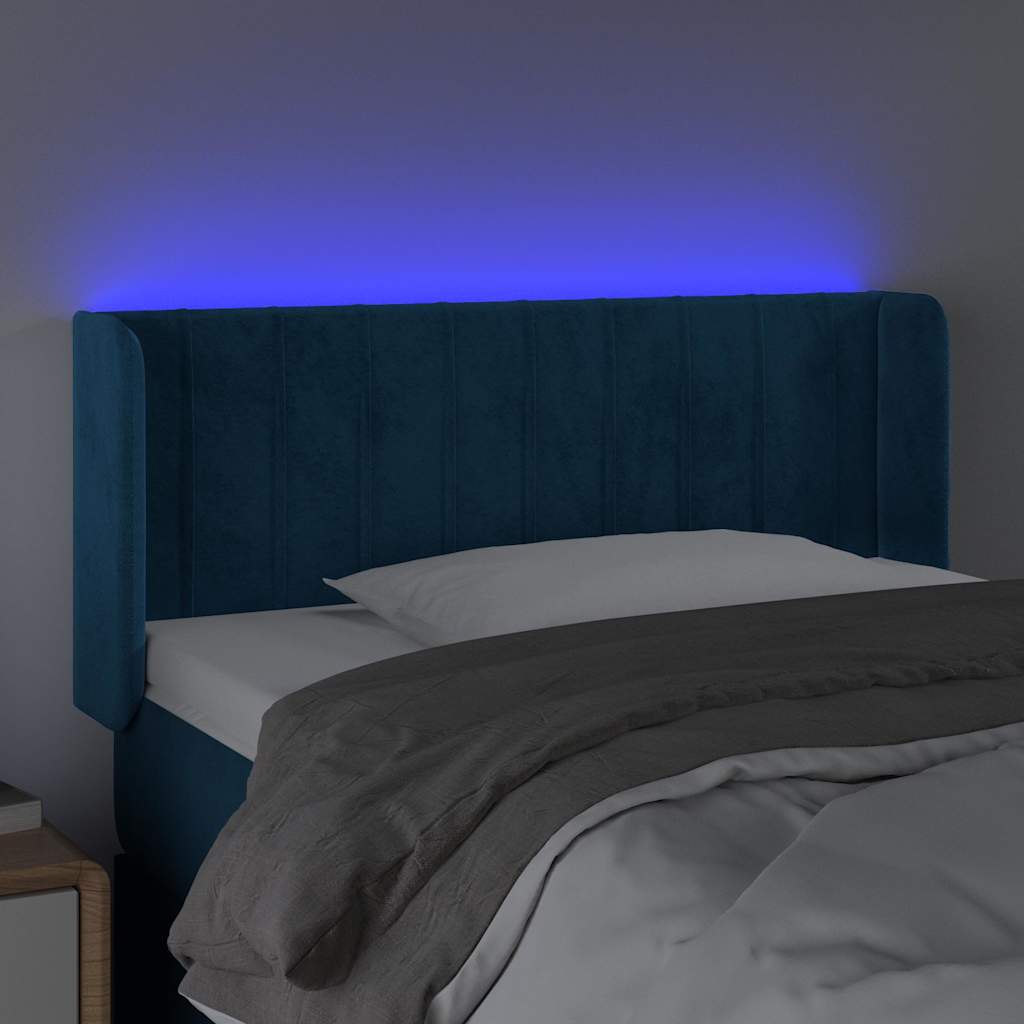 LED uzglavlje tamnoplavo 83x16x78/88 cm baršunasto
