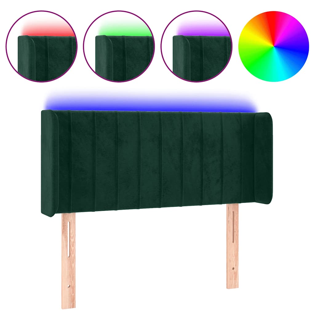 LED uzglavlje tamnozeleno 93x16x78/88 cm baršunasto