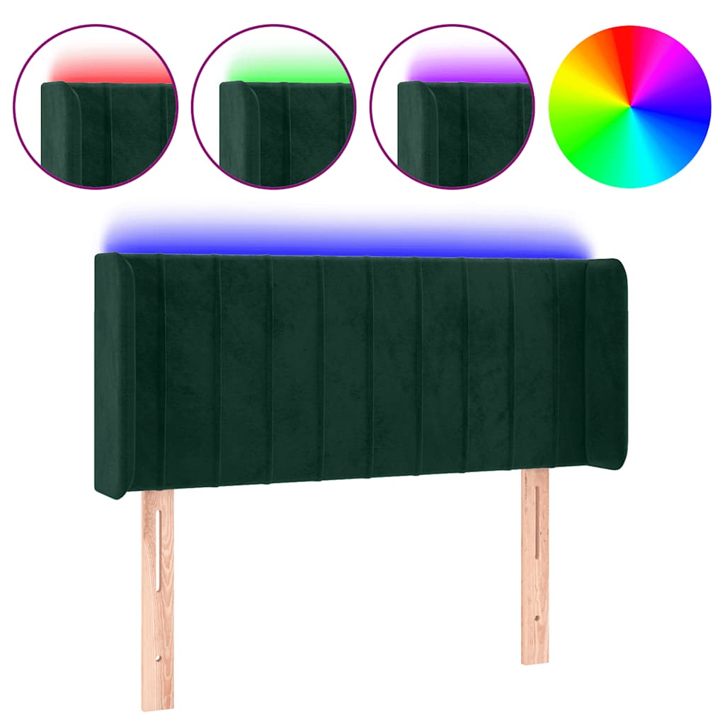 LED uzglavlje tamnozeleno 103x16x78/88 cm baršunasto