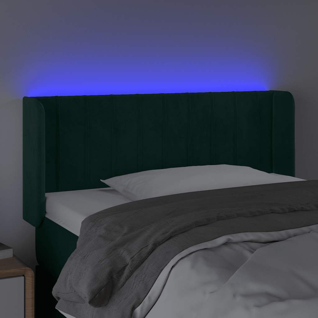 LED uzglavlje tamnozeleno 103x16x78/88 cm baršunasto