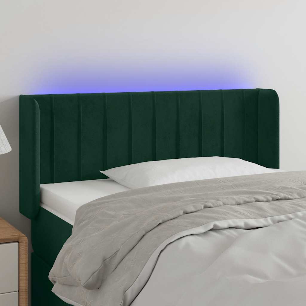 LED uzglavlje tamnozeleno 103x16x78/88 cm baršunasto