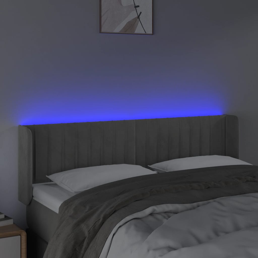 LED uzglavlje svjetlosivo 147x16x78/88 cm baršunasto