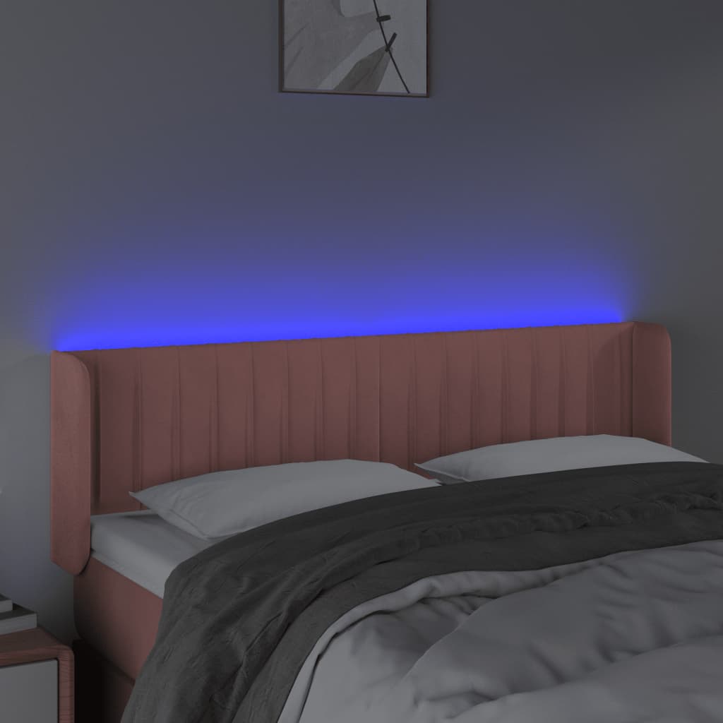 LED uzglavlje ružičasto 147x16x78/88 cm baršunasto