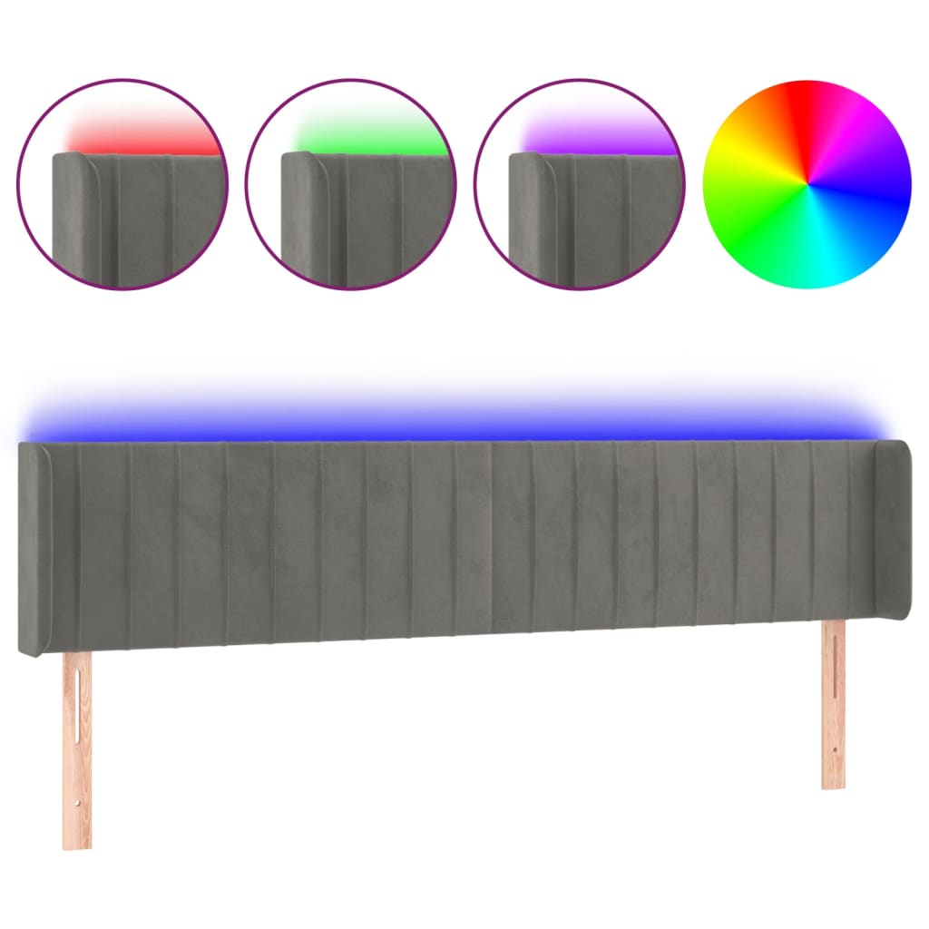LED uzglavlje tamnosivo 163x16x78/88 cm baršunasto